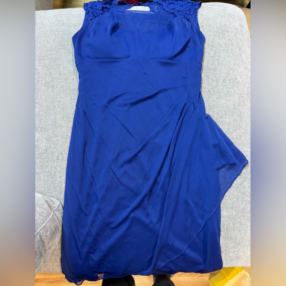 Xscape Royal Blue Lace Mini Dress - Picture 6 of 13